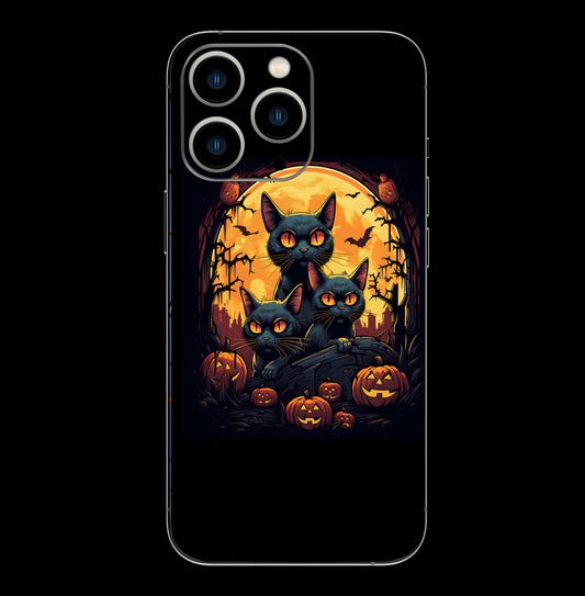 13 Pro Max Three Halloween Cats Cartoon skins